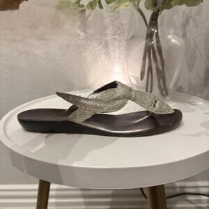 Perla Azzurra Snake Sandals Glitter Snakeskin Silver Leather Flip Flop 39